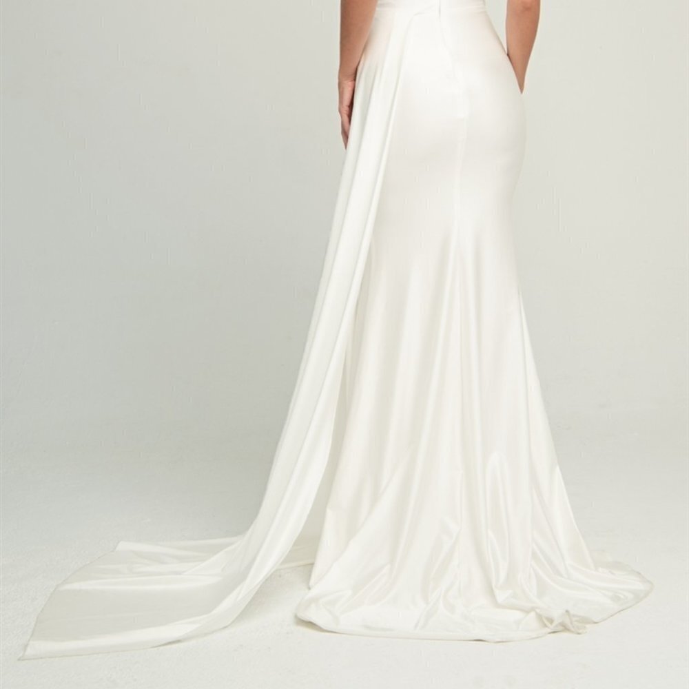 One Shoulder Fitted Formal Evening Pary Wedding Satin Prom Long Dress AC387 - Picture 2 of 16